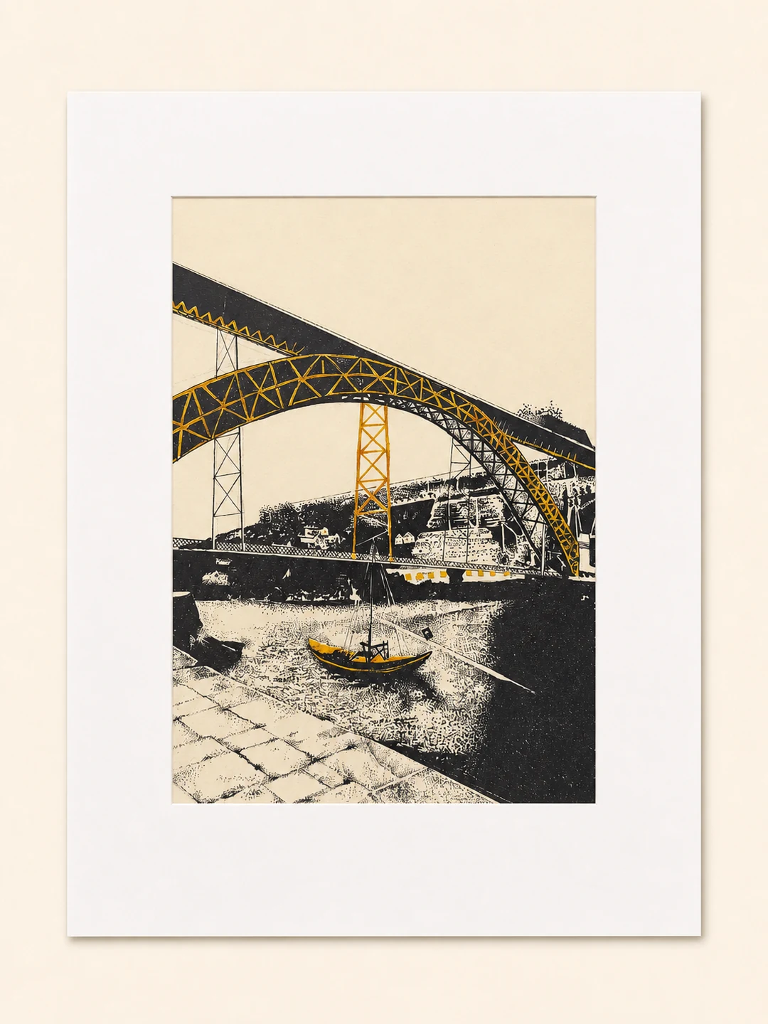 Presentation image of Gaspar Silva art print “Beneath Dom Luís I”.