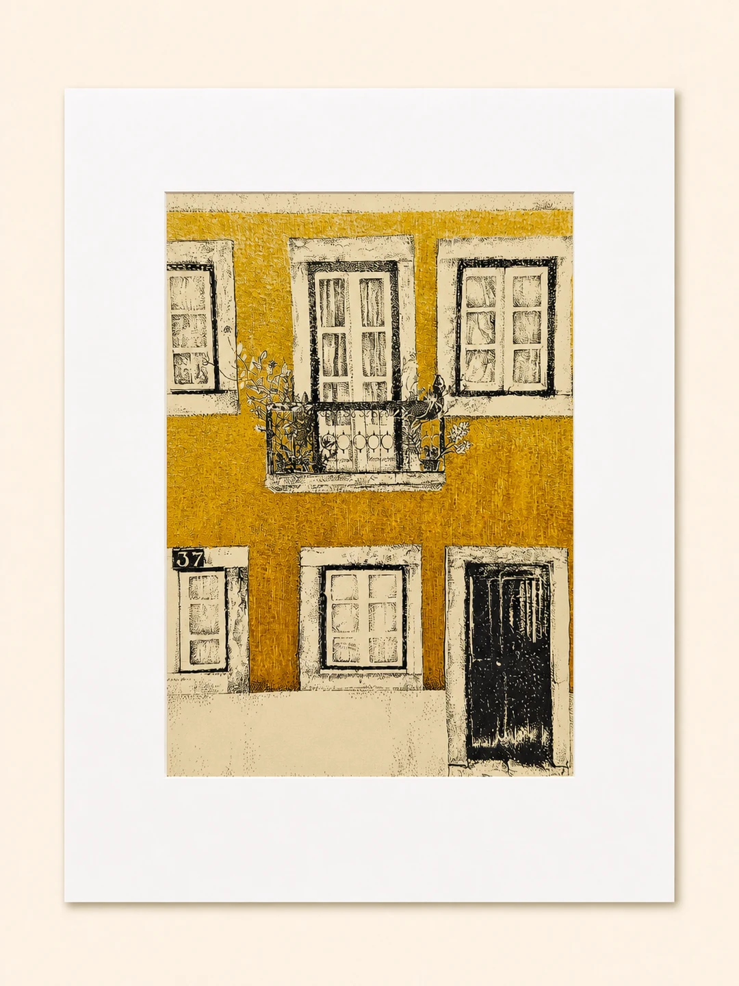 Presentation image of Gaspar Silva art print “House No. 57”.