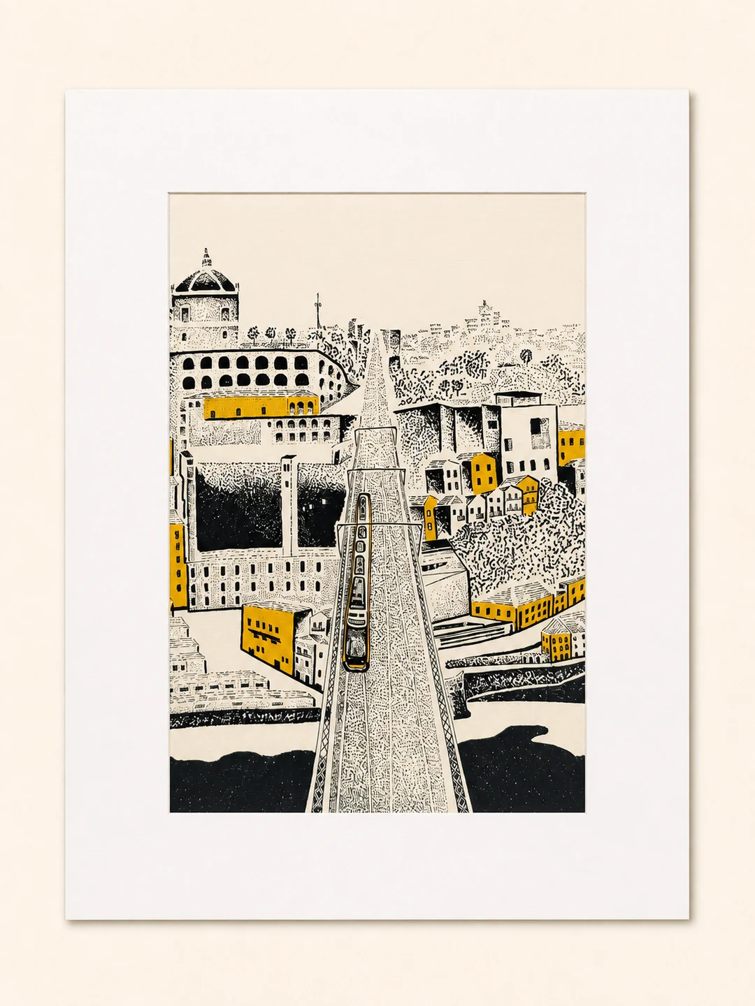 Presentation image of Gaspar Silva art print “Across the Douro”.