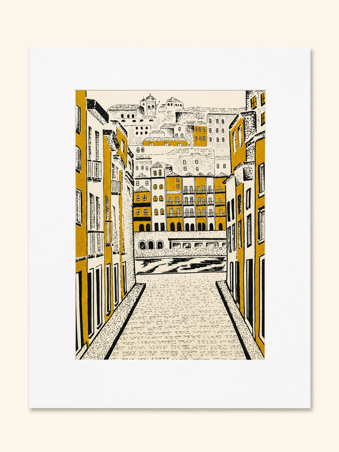 Presentation image of Gaspar Silva art print “A Window onto Porto”.